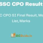 SSC CPO Result