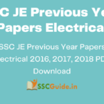 SSC JE Previous Year Papers Electrical