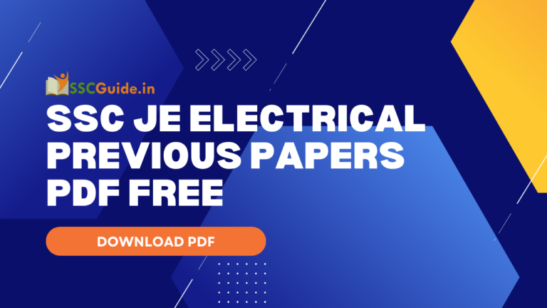 SSC JE Electrical Previous Papers PDF FREE