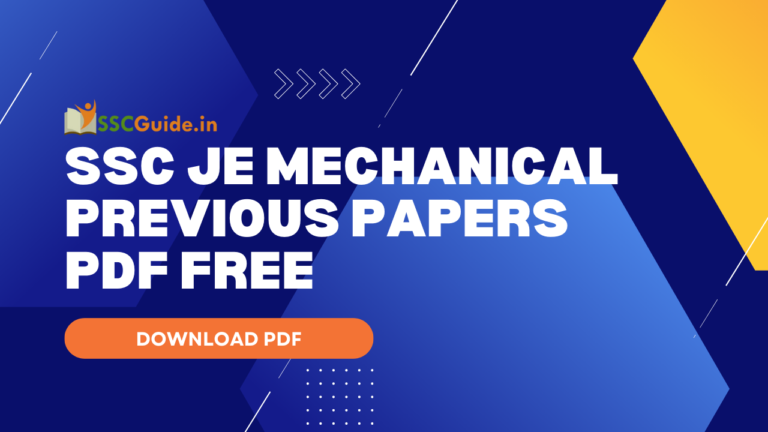 SSC JE Mechanical Previous Papers PDF FREE