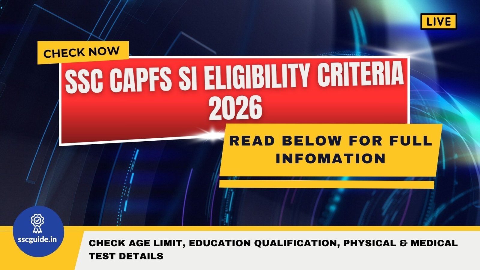 SSC CAPFs SI Eligibility Criteria 2026