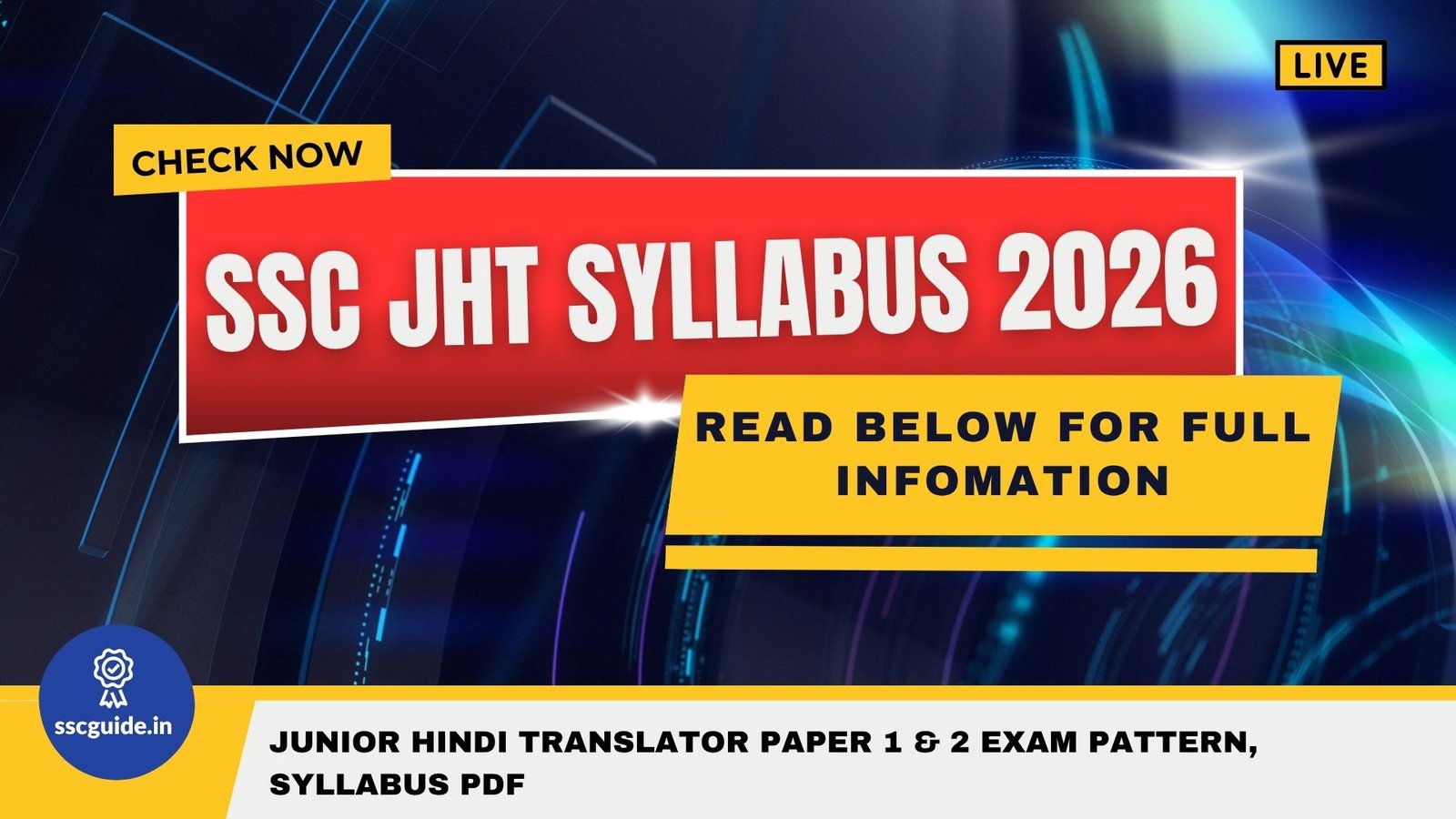 SSC JHT Syllabus 2026