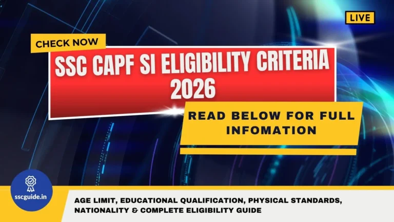 SSC CAPF SI Eligibility Criteria 2026