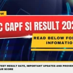 SSC CAPF SI Result 2026
