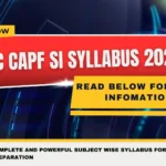 SSC CAPF SI Syllabus 2026